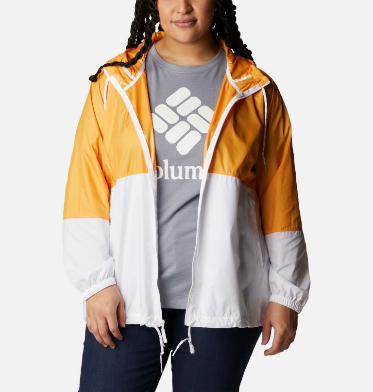 Columbia Flash Forward Windbreaker Jakke Dame Mango Hvite | Plus Size 74028C